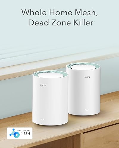 Miniatura 6 de Cudy M1300 - Paquete de 2 sistemas WiFi de malla completa AC1200 Gigabit, doble banda, extensor WiFi, antenas de alta ganancia, VPN, Cloudflare,