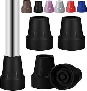 4 Pack Replacement Rubber Cane Tips 3/4 Inch Heavy Duty Rubber Crutch Tips Non Slip Walker Tips for Walkers Commodes Shower Chairs Canes Leg (Black)