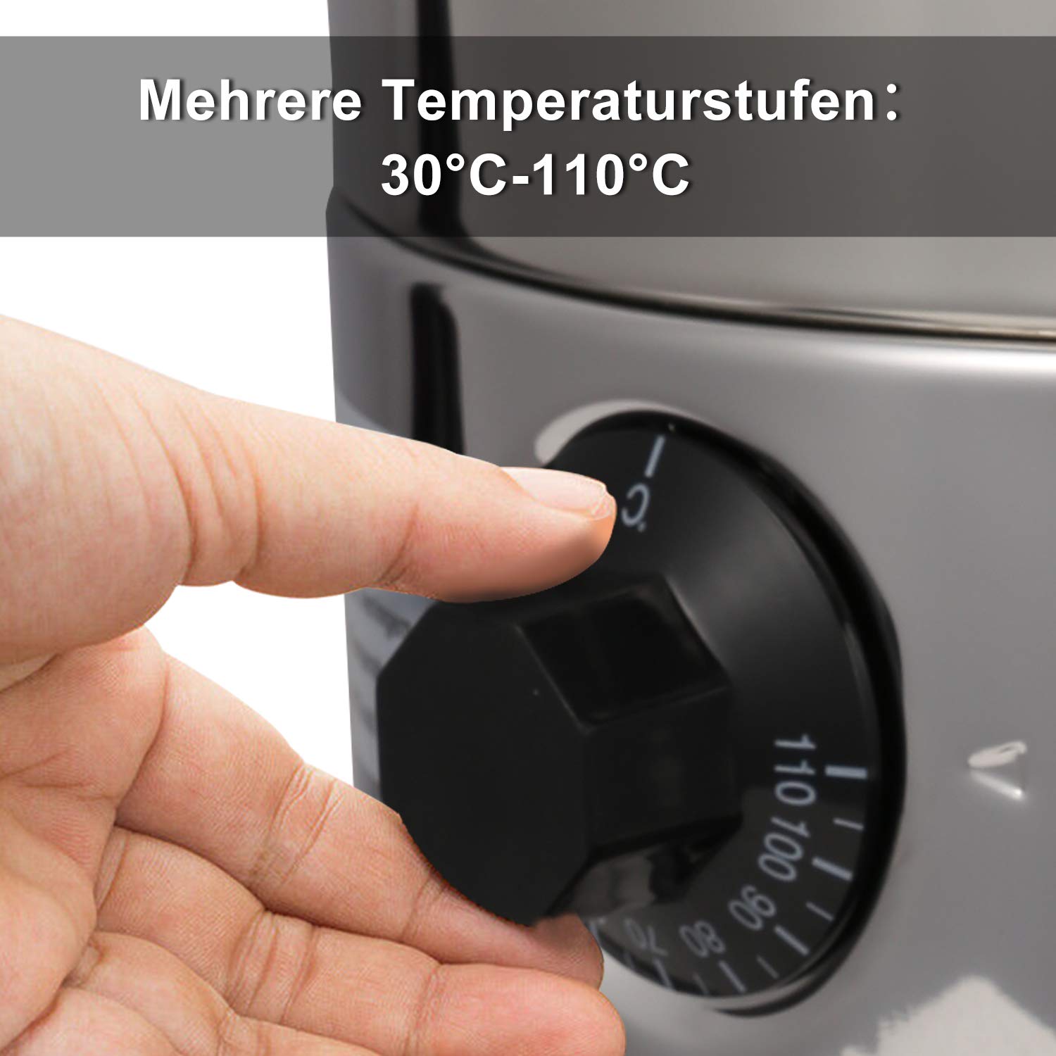 Randaco Bouilloire à vin chaud en acier inoxydable, avec bac récupérateur, robinet, régulateur de température de 30 à 110 °C, distributeur automatique