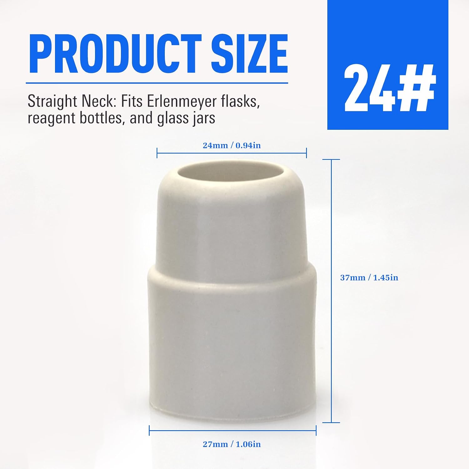 Natural Rubber Stoppers - Straight Neck, 24# Outer Joint Lab Glassware, Sleeve Type, 20pcs, Chemical Resistant Lab Seals for Flasks, Brewing, Storage
