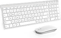 seenda Vezeték Nélküli Billentyűzet-Egér Szett - Újratölthető, Ultravékony Fém Billentyűzet QWERTZ Kiosztással PC/Laptop/Smart TV-hez, Fehér 1