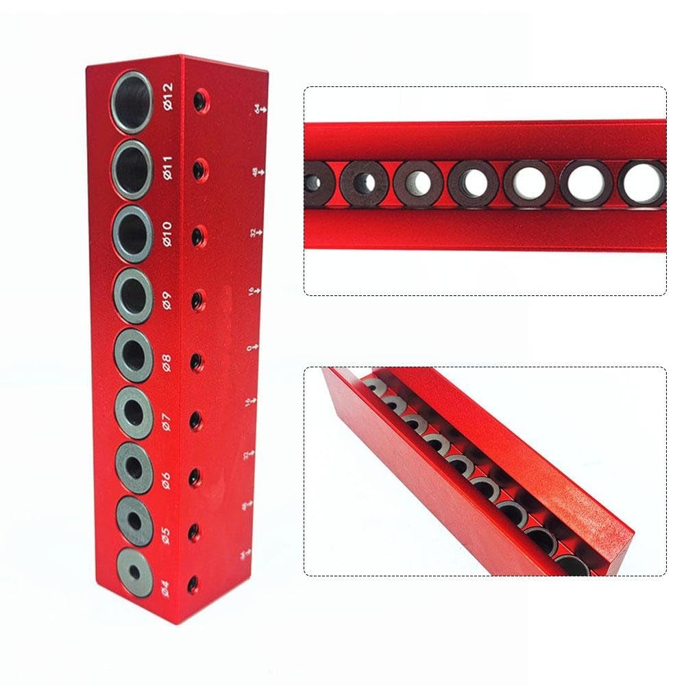 SPORTARC Maschera verticale per fori tascabili, guida per trapano per la lavorazione del legno, localizzatore di centraggio da 4-12 mm per foratura precisa dei tasselli nella produzione di mobili