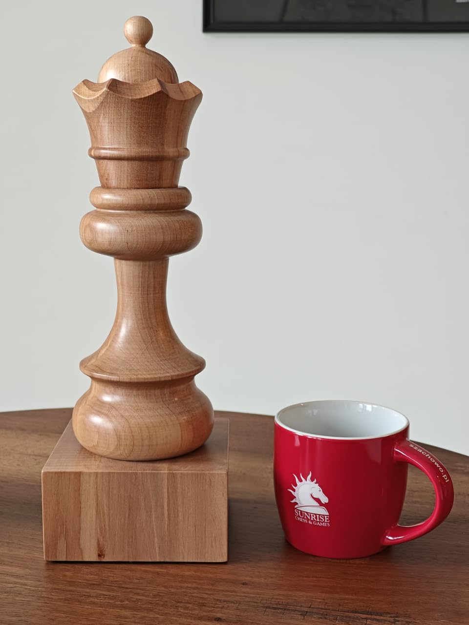 Sunrise Chess & Games - Trophée d’échecs en Bois Dame Blanche - Trophée décoratif en Bois sur Socle Stable pour Tournois et récompenses