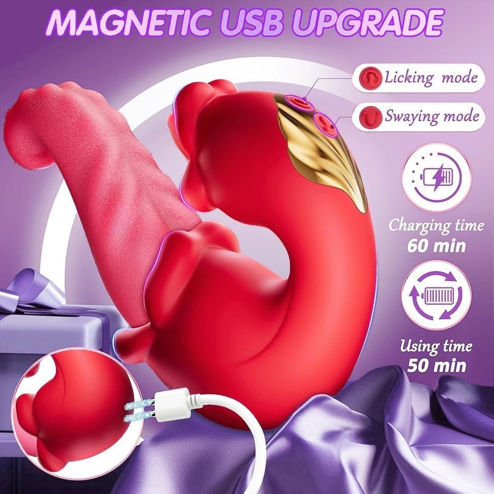 Vibratore per adulti, giocattolo sessuale per donne, 4 in 1, vibratore, dildo leccare la lingua, giocattolo sessuale anale, clitoride, capezzolo, vibratori, coppie femminili