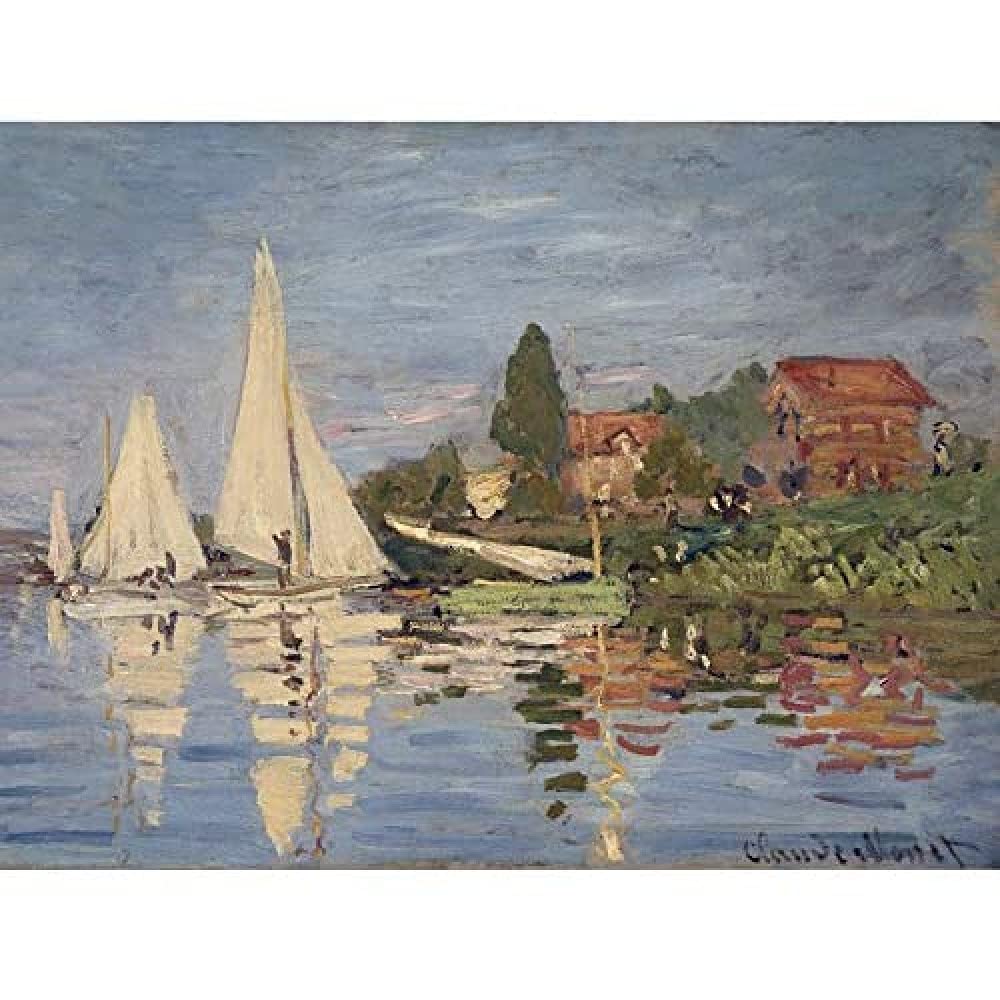 Claude Monet Regattas At Argenteuil Art Print Canvas Premium Wall Decor Poster Mural