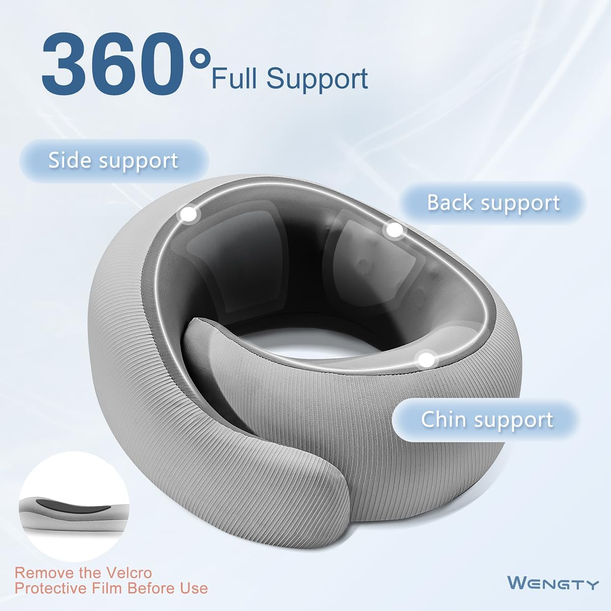 Neck Pillow for Traveling,Travel Neck Pillow for Airplanes,Cooling Fabric&100% Pure Memory Foam,Neck Pain Relief,Ergonomic Support for Long Flight(Gray, Standard Size-(Broad Fit)) - Image 3