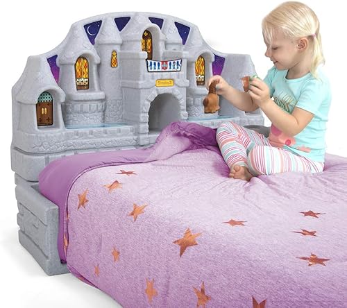 Simplay3 Imagination - Cabecera de castillo de plástico tamaño individual para niños pequeños, niños y niñas con área de almacenamiento de juguetes