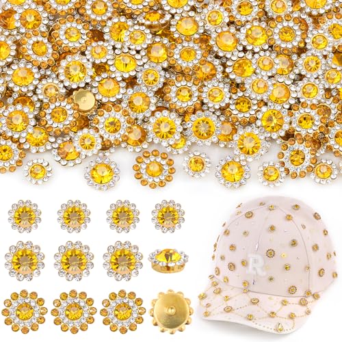 150 PCS Citrine Sew on Rhinestones for Bedazzling,10/12/14 MM Sew On Gems