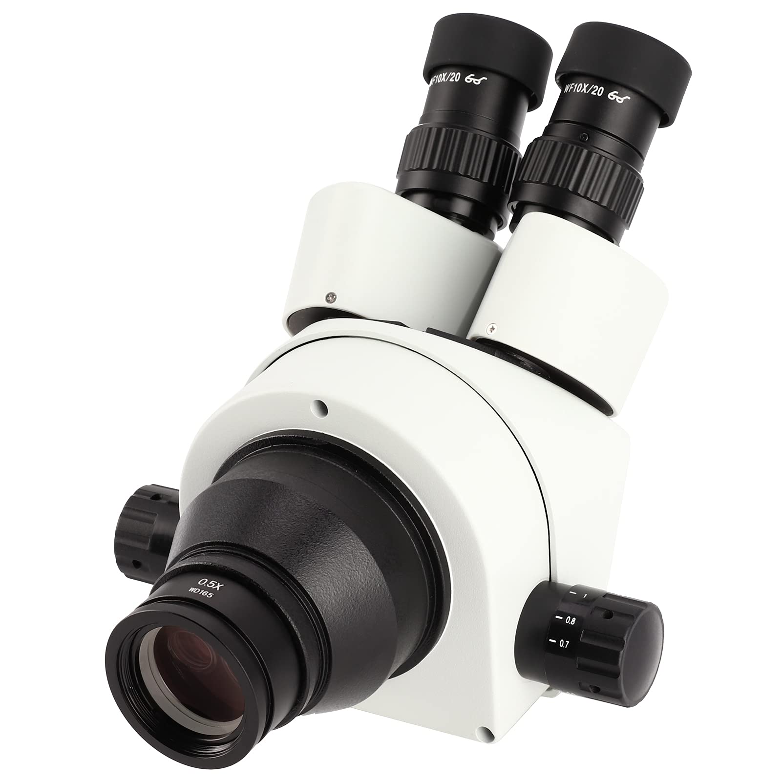 ViaGasaFamido Microscopio Trinocular 7X-45X, Lente de Zoom 0.7-4.5X, Ocular WF10X 30mm, Inclinación 45 Grados, Rotación 360 Grados, para Observación con Microscopio Estéreo (con Lente Objetivo 2.0X)