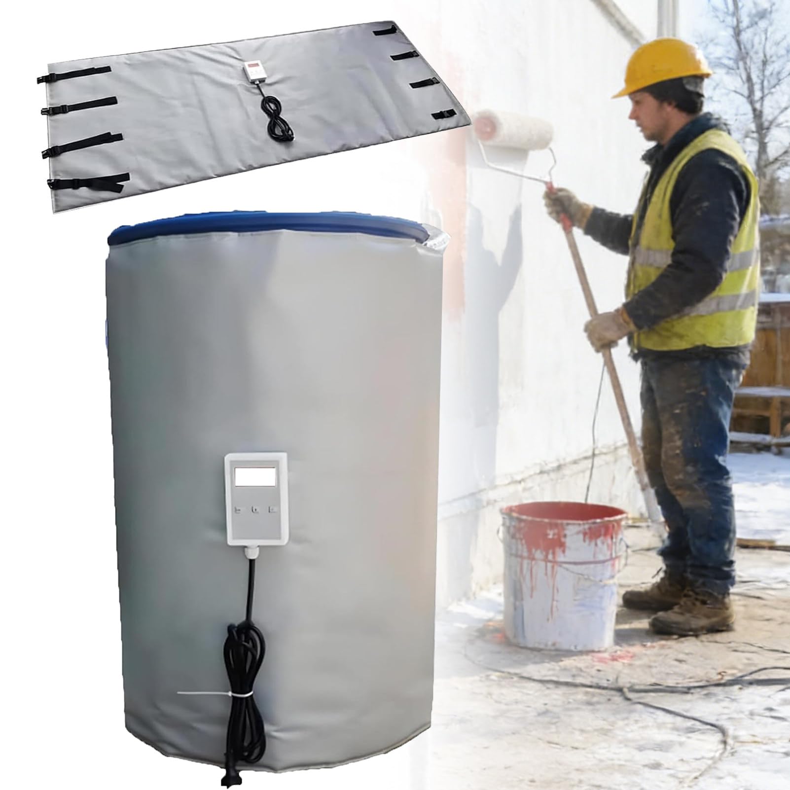 IBC-Heizmantel FüR 55/275-Gallonen-BehäLter – wasserdichte Isolierdecke, Elektrisches FassheizgeräT FüR öLfäSser – Schnelles Aufheizen & Einstellbare Temperatur Grey-200L/55Gal