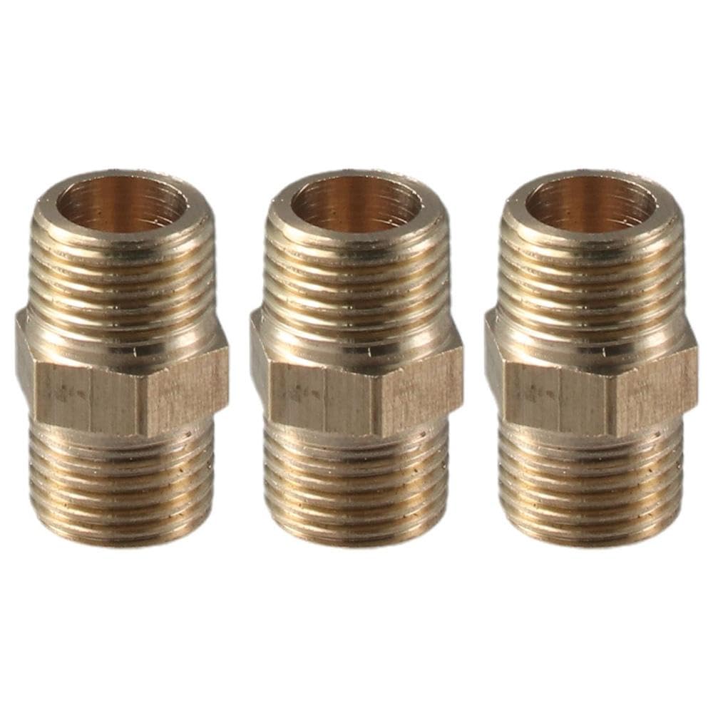 SHUATI Sanitary Fittings,Pipe Fitting 3pcs Brass Pipe Fitting Hex Nipple,Double Outer Filament Adapter Nipple 1/8 BSP Male X 1/8 BSP Male Thread Connector