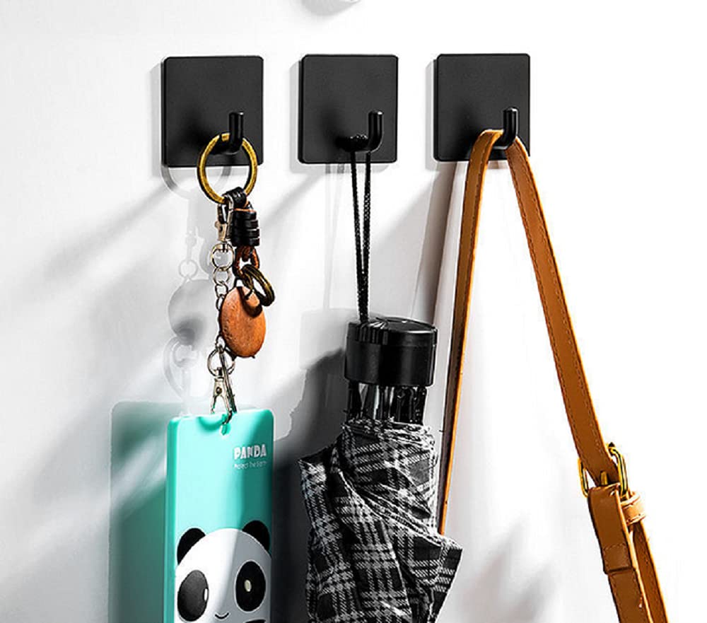 Dimeho Verpakking van 6 zelfklevende muurhaken, decoratieve zelfklevende haken voor ophangen, roestvrijstalen hangers, kleurrijke zelfklevende haken, geen boren, voor badkamer, handdoeken, huis