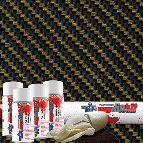 Hydrographics MyDipKit - CF-11-72 - Water Transfer Printing – Clear & Gold Carbon Fiber (Entry Level)
