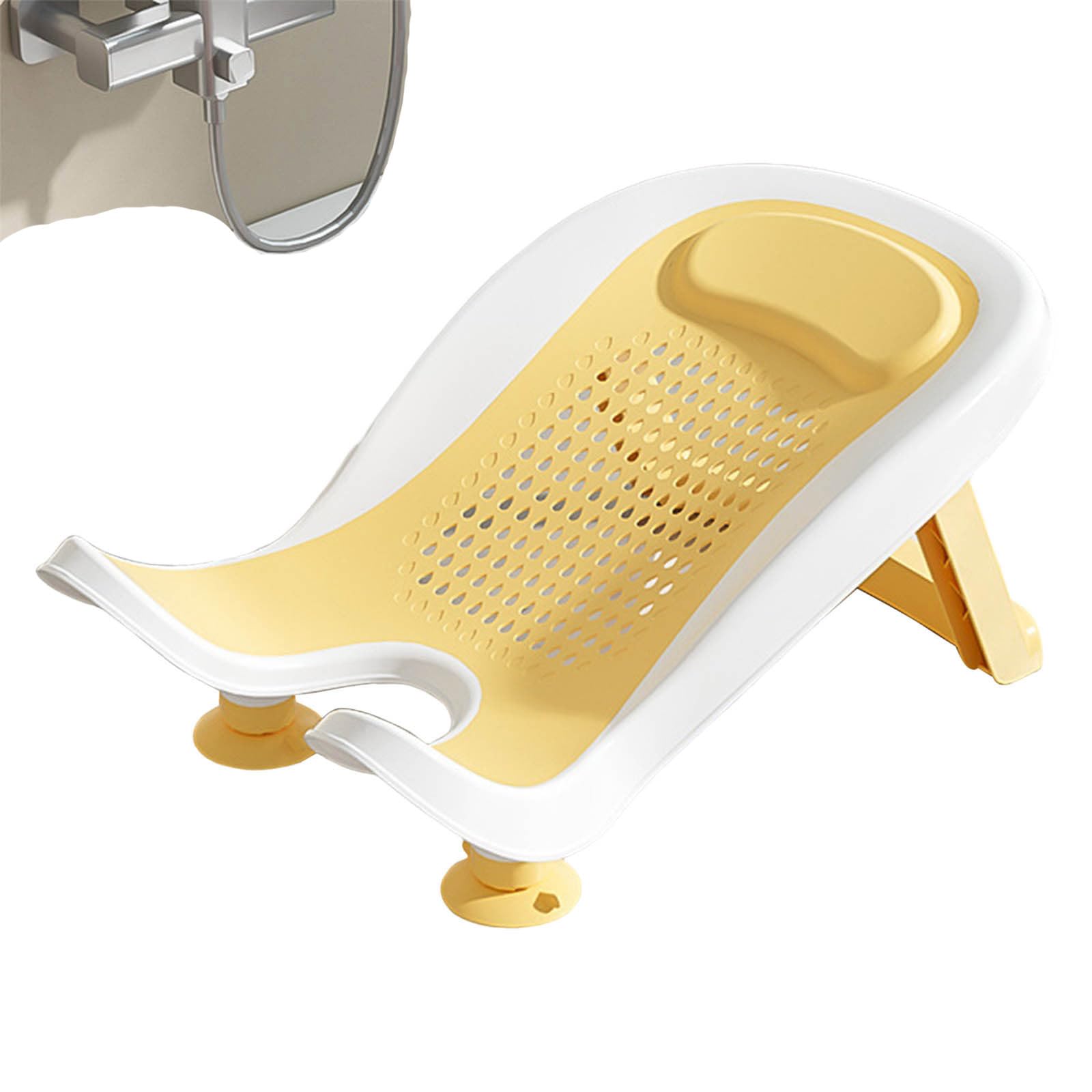 Multifunctional Infant Bath, Lying Down Shower Basin for Home Use, Counter Sink Or Bathtubs Bathtub Shower Bed (Yellow)