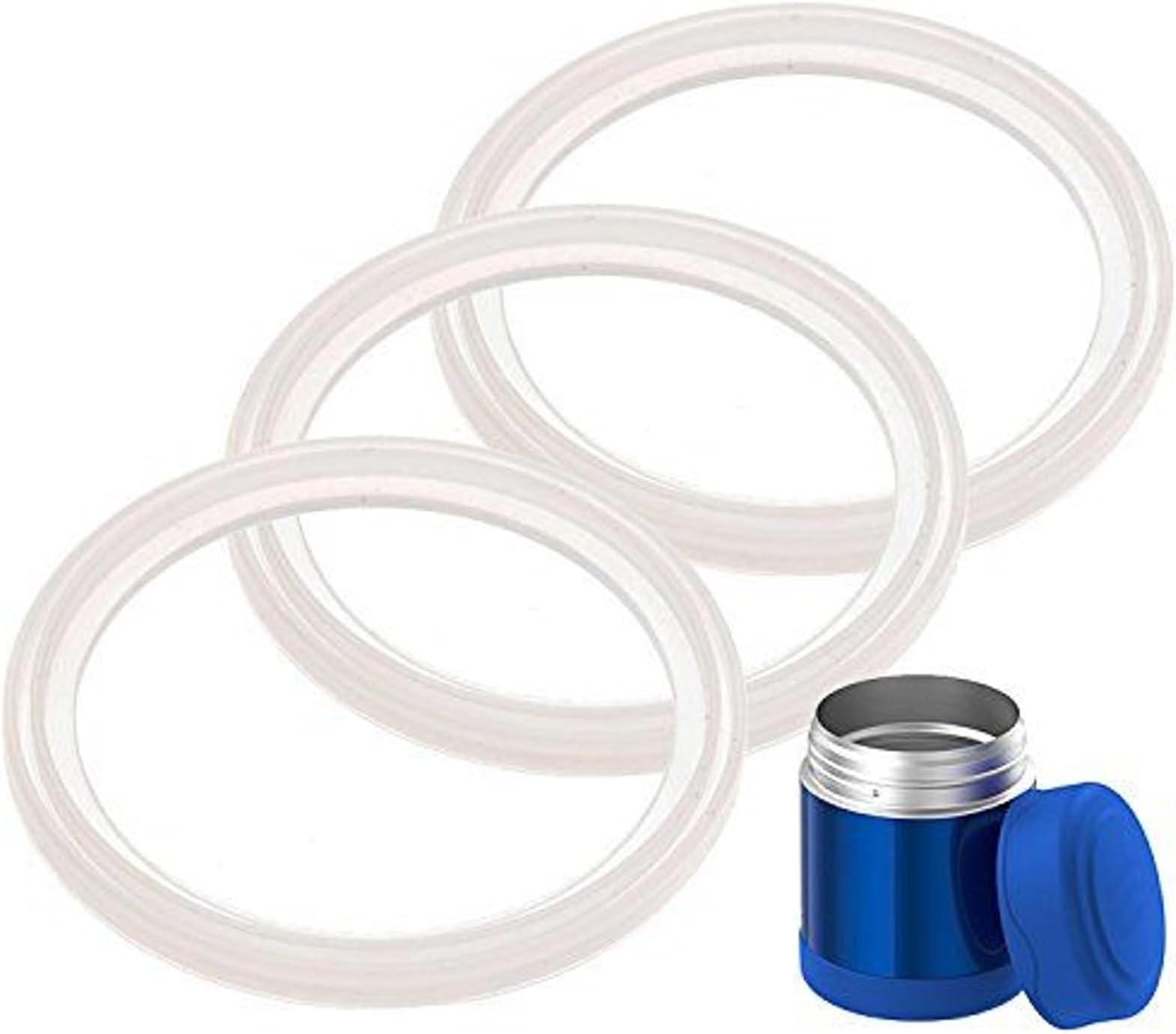 Impresa Silicone Gasket Replacement Kit - Thermos Rubber Seal Replacement - Leak-Proof Vacuum Seal Jar - Compatible with Thermos 10 oz Food Jar - White, Pack of 3