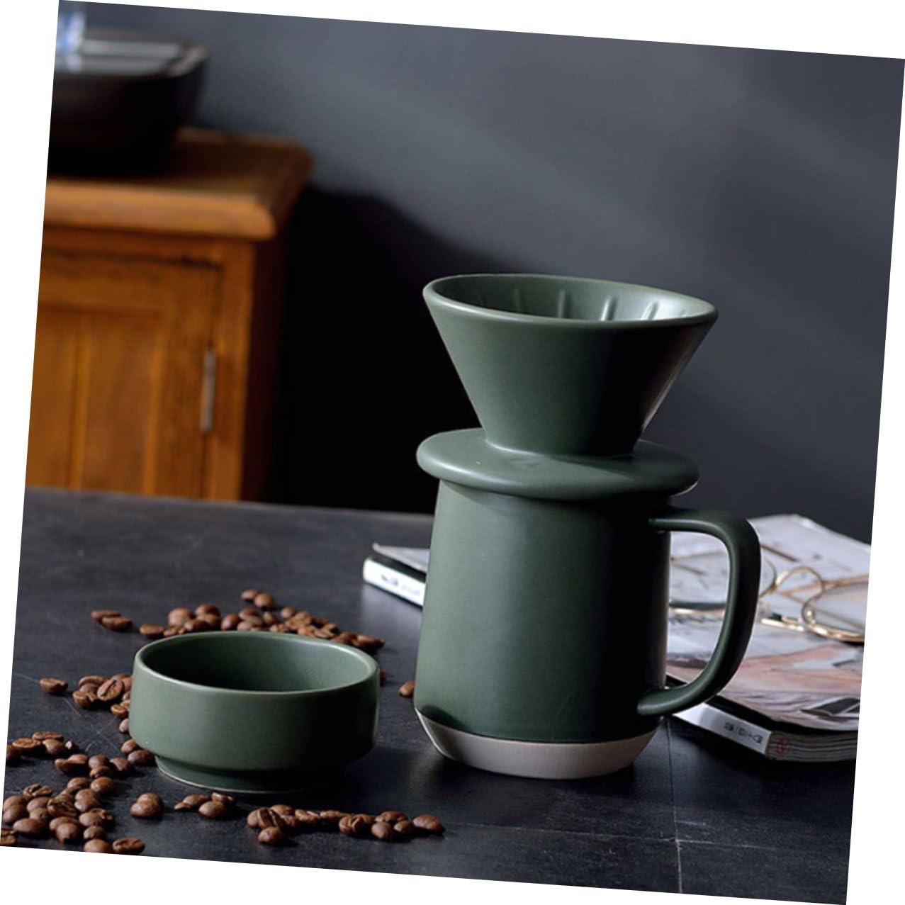 Yardenfun Keramik Kaffeefilterbecher mit Praktischem Henkel und Feiner Filterfunktion Tragbar mit Schlichtem Design für Kaffeegenuss zu Hause oder Büro