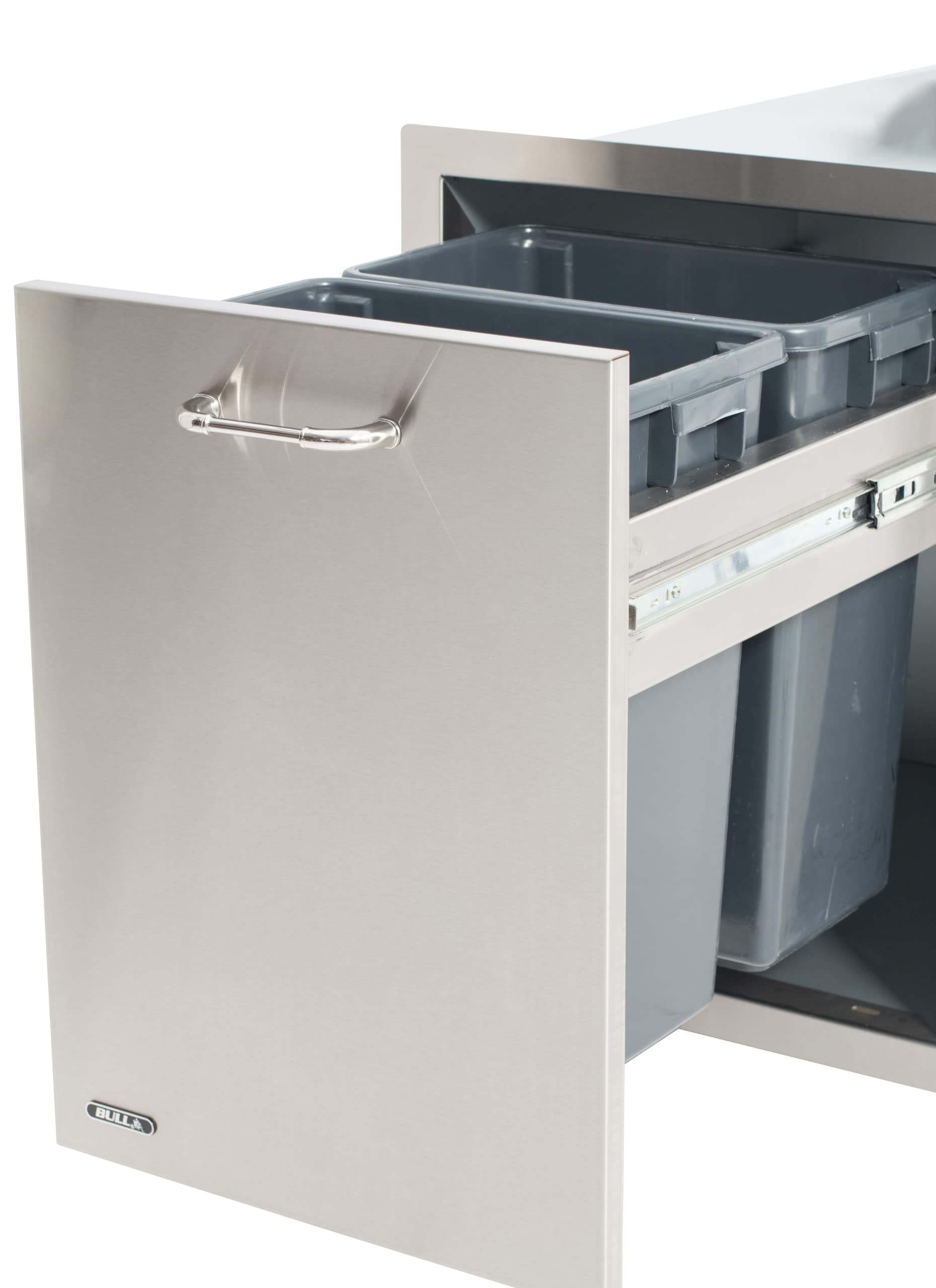 Bull Slim 10 Gallon Pull-Out Trash Drawer with Trash Can, 16.5x27-Inches (56941)