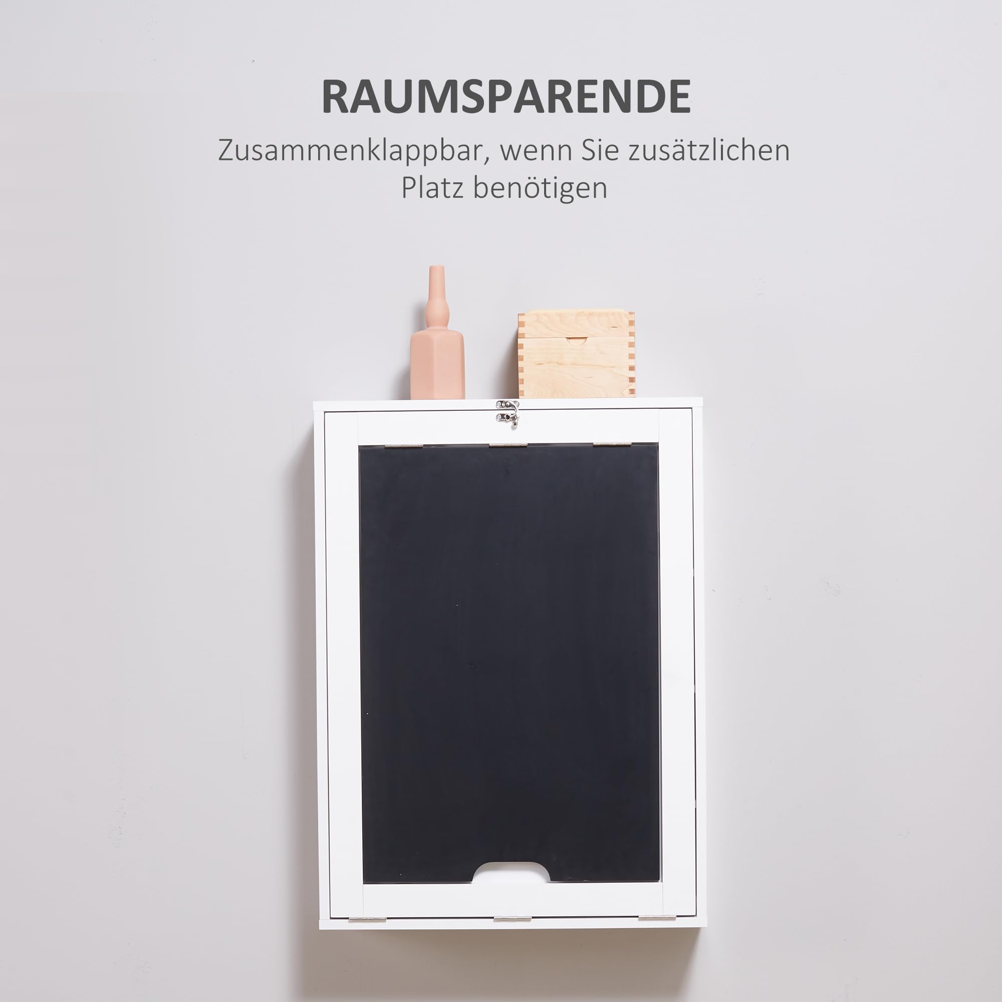 HOMCOM Schreibtisch Wandtisch Wandklapptisch mit Tafel, 5 Fächern, Klappschreibtisch Klappbarer Computertisch für Büro Weiß+Schwarz 60 x 94,5 x 147 cm