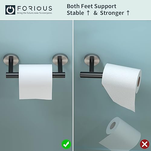 Miniatura 10 de FORIOUS Chrome Toilet Paper Holder Wall Mount, Polished Finish Bathroom Toilet Paper Holder SUS 304 Stainless Steel Toilet Paper Roll Holder, Double