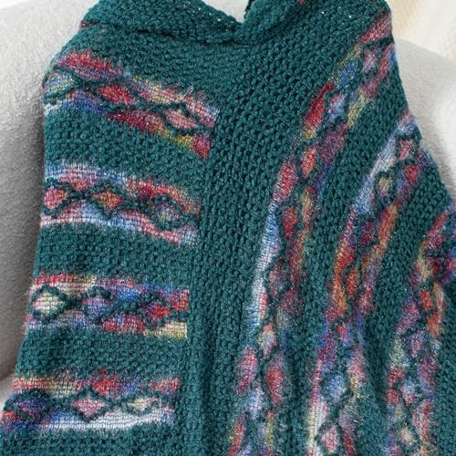 Women's Hooded Poncho Long Fringe Capes Boho Knit Shawl Wraps Mexican Hoodie Soft Asymmetrical Warm Pullover3