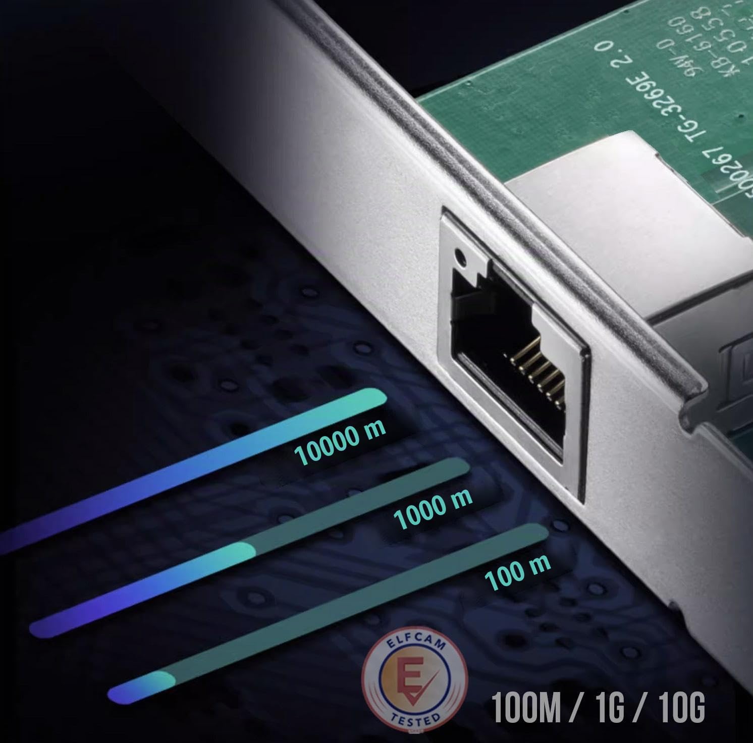 Elfcam® - 10Gb Carte Réseau PCIe en RJ45 Compatible avec Freebox Ultra et Orange Livebox 6, 10Go PCI Express x8 LAN Adapter pour Windows Server, Windows 7/8/10/11, Linux