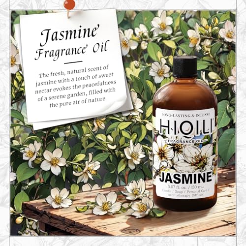 Image of HIQILI Jasmine Fragrance Oil for Women Perfume Making - 5.07 Fl Oz | Suitable for Aromatherapy Diffuser, Long-Lasting Floral Scent, DIY Candle & Soap, Laundry Essential Oil