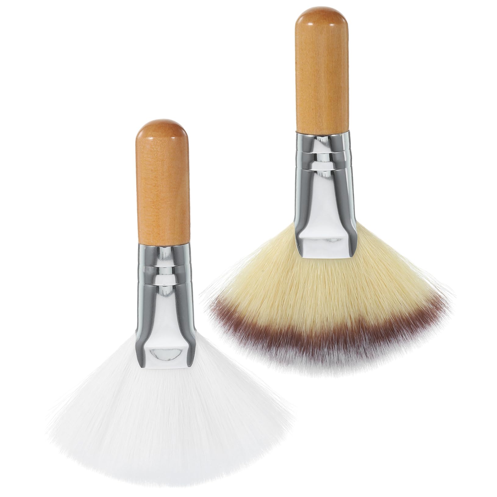 FOMIYES 2-piece Fan Makeup Brush Powder Setting Brush Soft Bristles Face Highlighting for Women Ladies