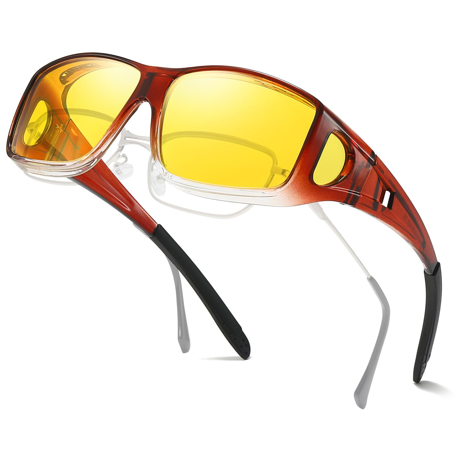 LVIOE Nachtfahrbrille Überziehbrille für Brillenträger Polarisierte Gläser Blendschutz | für Herren Damen | zum Autofahren Angeln