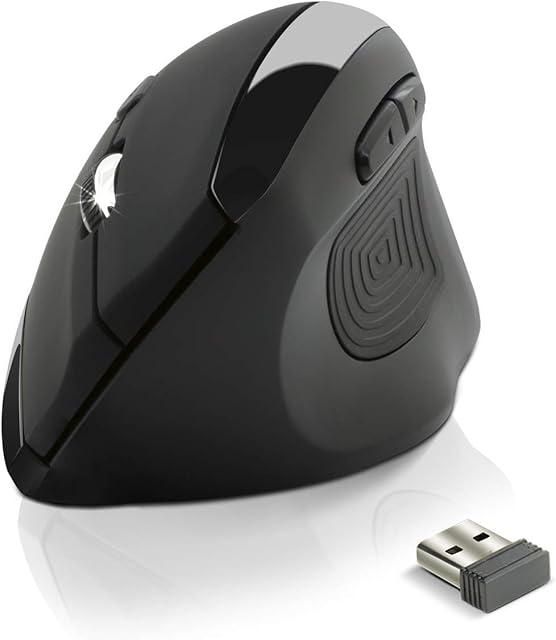 NEWWAY - Ergonomiczna mysz pionowa - 3200 DPI - Kciuk, ręka, podpórka pod nadgarstek - Zapobieganie zespołom myszy i zapaleniu nadkłykcia - Zintegrowany odbiornik Nano 10 M - Bezprzewodowy