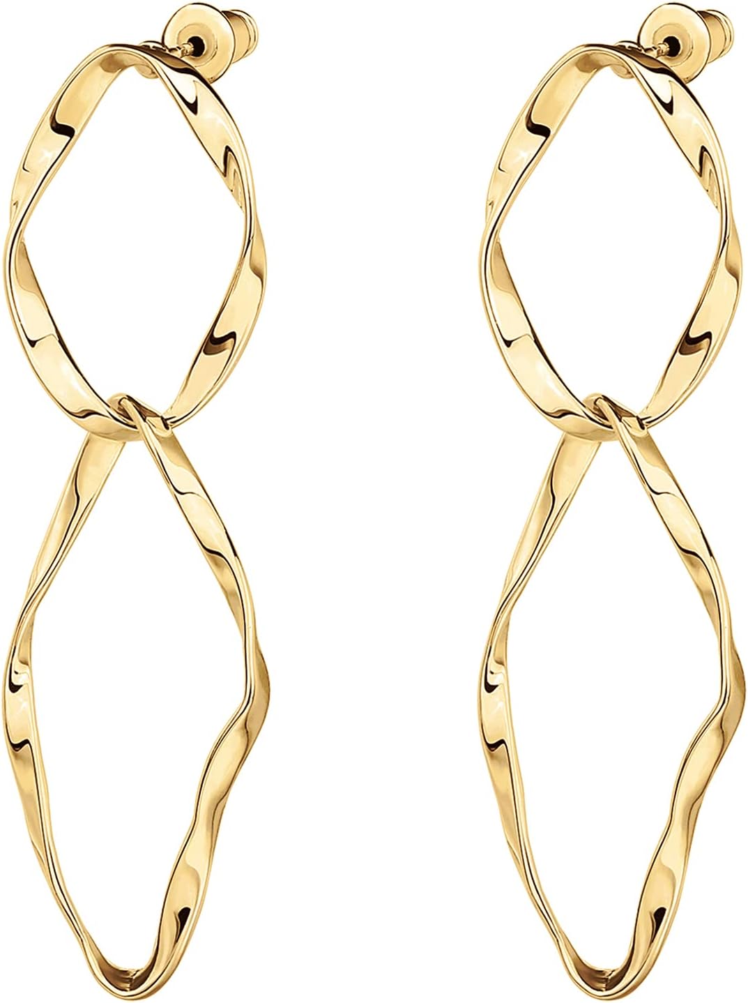 PAVOI 14K Gold Plated Dangle Earrings for Women | Infinity Cute Hanging Hoop Earrings - Image 3