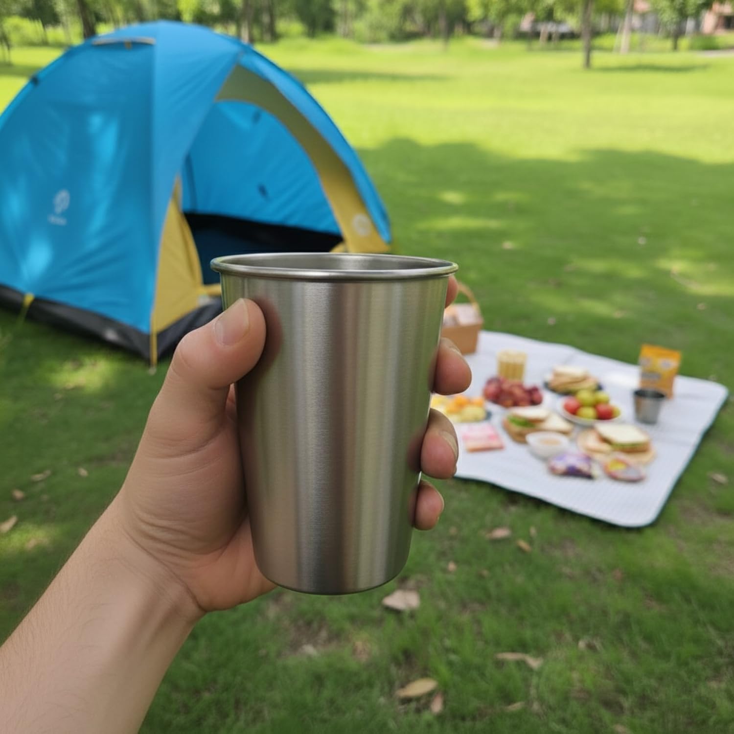 I-MART 16 Pack Stainless Steel Cups 12 oz Metal Drinking Glasses Reusable Stainless Steel Pint Cups for Water, Beer, Coffee, Juice, Kids, Adults, Camping, Travel, Home, Parties - Image 5