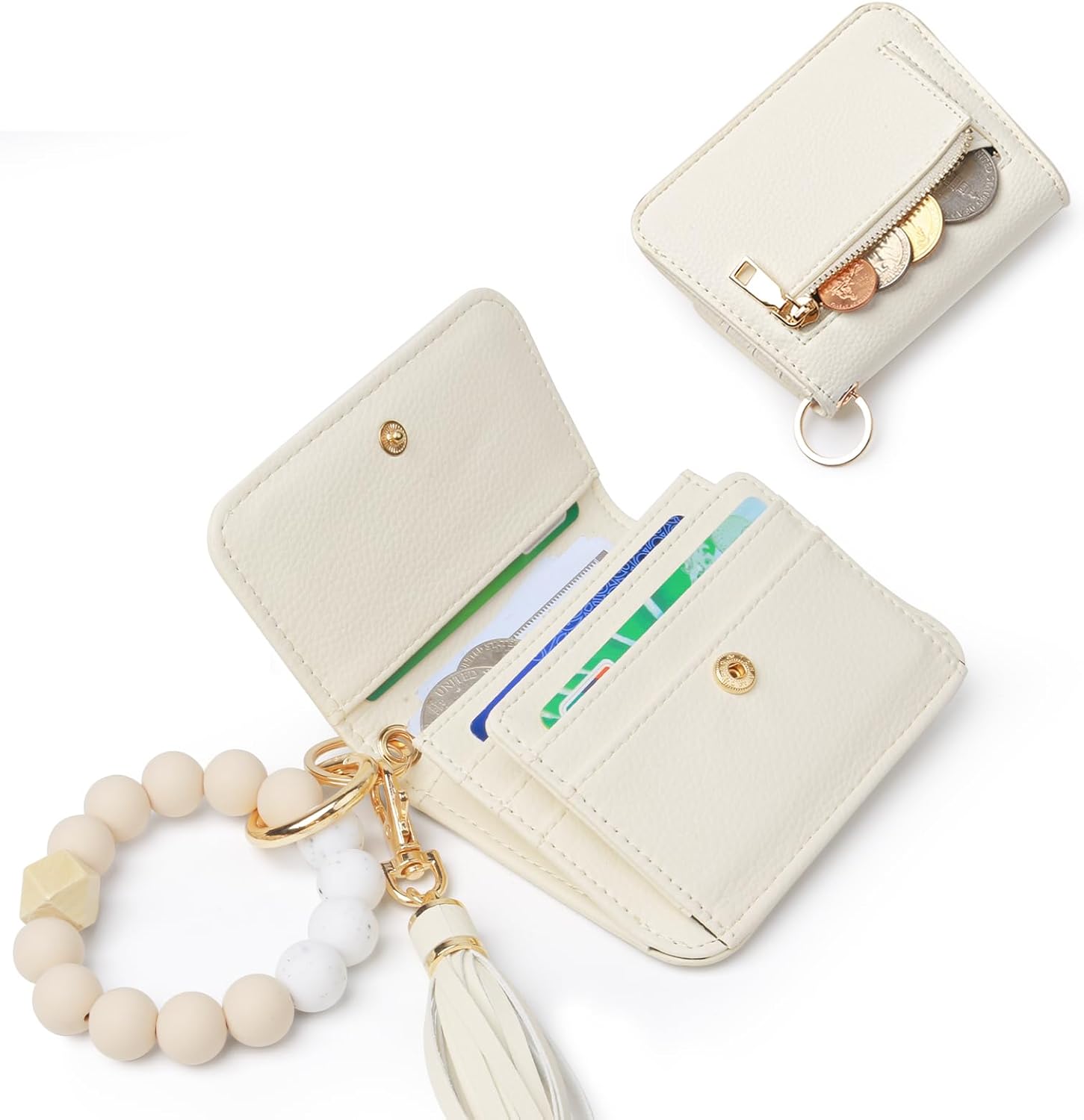 Sunpour Keychain Wallet RFID Wristlet Wallets for Women,Small Wallets Woman Key Chain Wallet with Coin Pocket and Id Window - Image 7