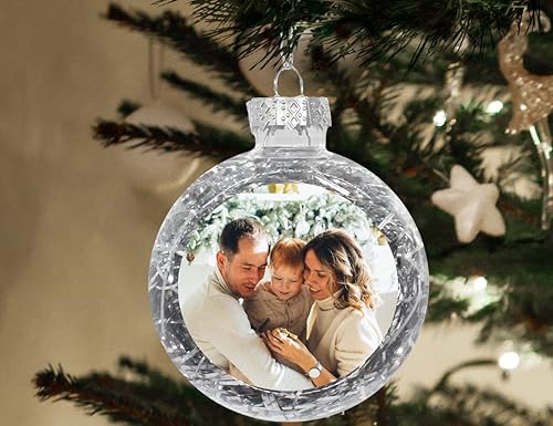Miniatura 8 de AIFLM Adorno de bola de fotos personalizado 2022 adorno transparente de Navidad personalizado para parejas mascotas primera decoración de Navidad