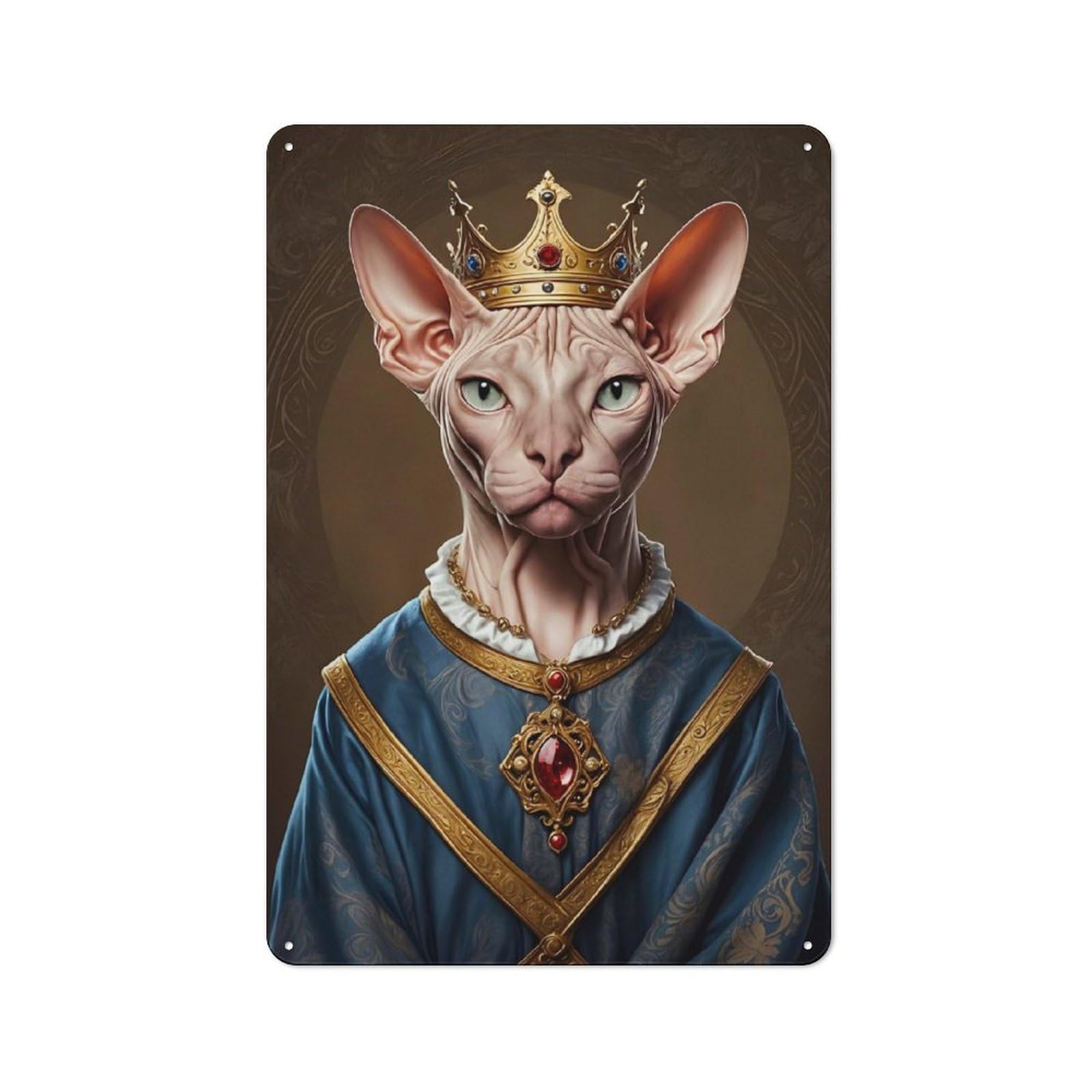 Junmoney Sphynx Cat King Retro Metal Sign 30X20cm Featuring Home Bar Decor For Pub, Home Bar, Shed Or Man Cave