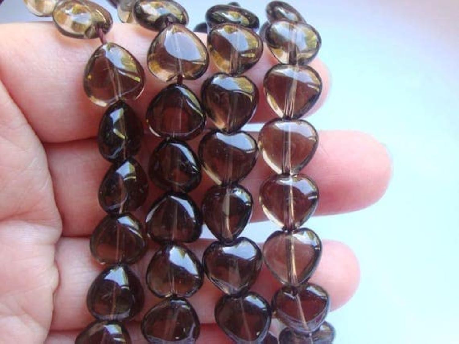 Cœur quartz fumé briolette marron chocolat 10x6mm pour création bijoux LKBEADS