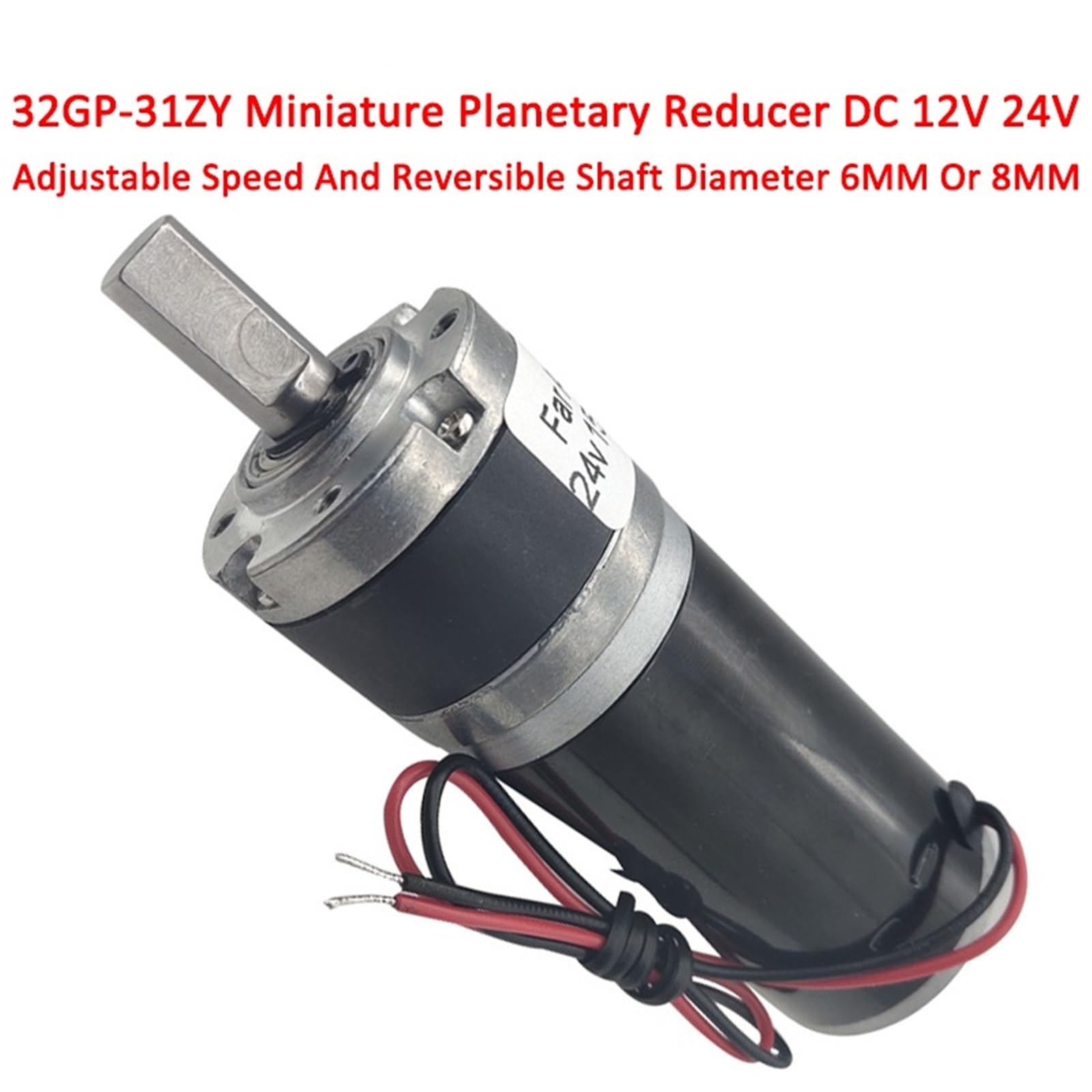 32GP-31ZY Miniatur-Planetengetriebe aus Metallstahlrohr, DC 12 V 24, Getriebemotor, hohes Drehmoment, lange Lebensdauer, geräuscharm, kleiner Motor(Shaft Diameter 6MM,160RPM-12V)