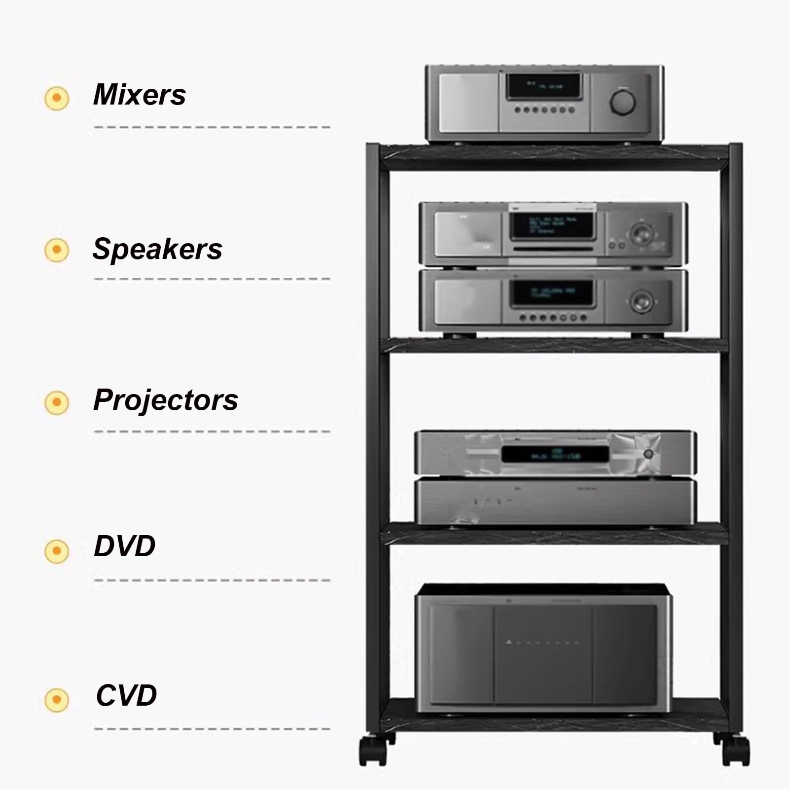 Mobile Porta Console con rotelle, Mobile AV Adatto a Piccoli Angoli, Centro di intrattenimento per Videogiochi, Adatto per Lettori Dvd, mobiletto (50x40x109 cm)