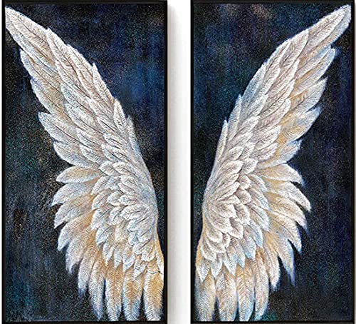 Angel Wings Diamond Painting Kit - pigpigboss 5D Full Round Drill Diamond Painting Arts Feather Wing Diamond Dots Kit for Adult Angel Wing Diamond Painting Set for Beginner (16X16 inches)