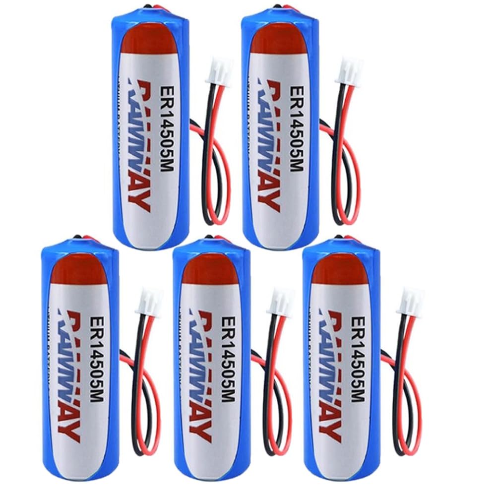 YICUAA (5 Pack) ER14505M AA 3.6V Lithium Battery 2200mAh Li-SOCL₂ Non-Rechargeable Battery (White Plug)