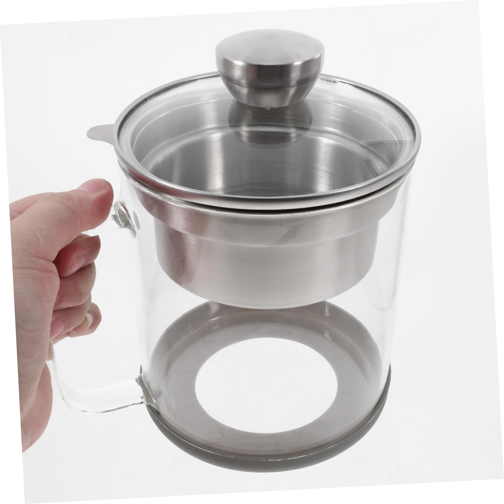 Teefilterkanne 1l aus Glas und Edelstahl für Küche und Kochen