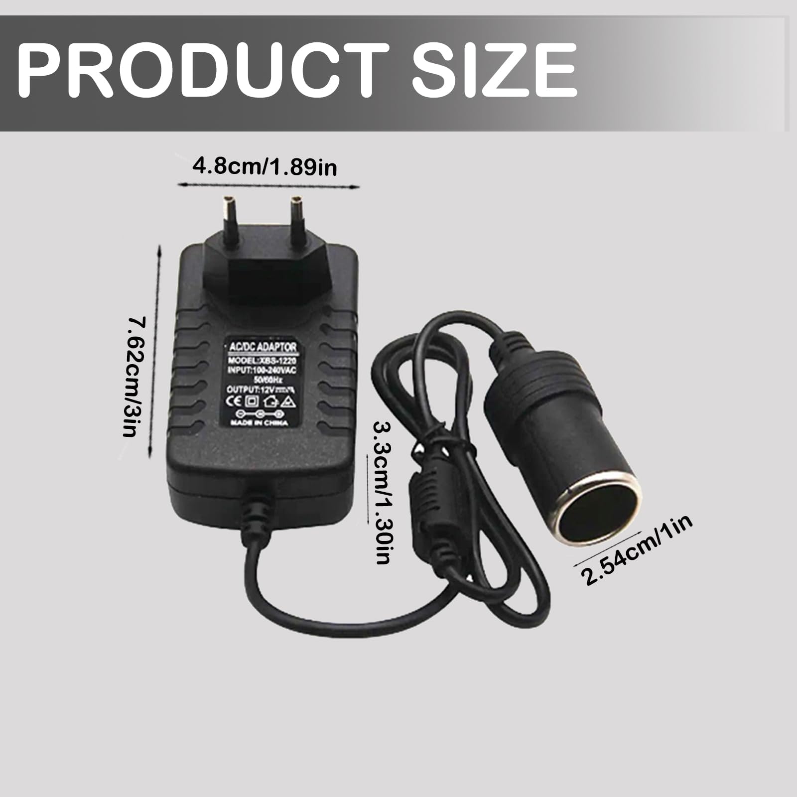 Adaptateur Allume Cigare Secteur, Convertisseur AC/DC Adaptateur Prise Allume-Cigare 12V 2A Remplacement de Convertisseur de Chargeur pour Voiture Aspirateur Réfrigérateur GPS Dashcam