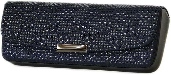 Amazon メガネケースl ハードタイプ 印伝 46 紺 黒 変わり市松小柄 眼鏡小物 通販