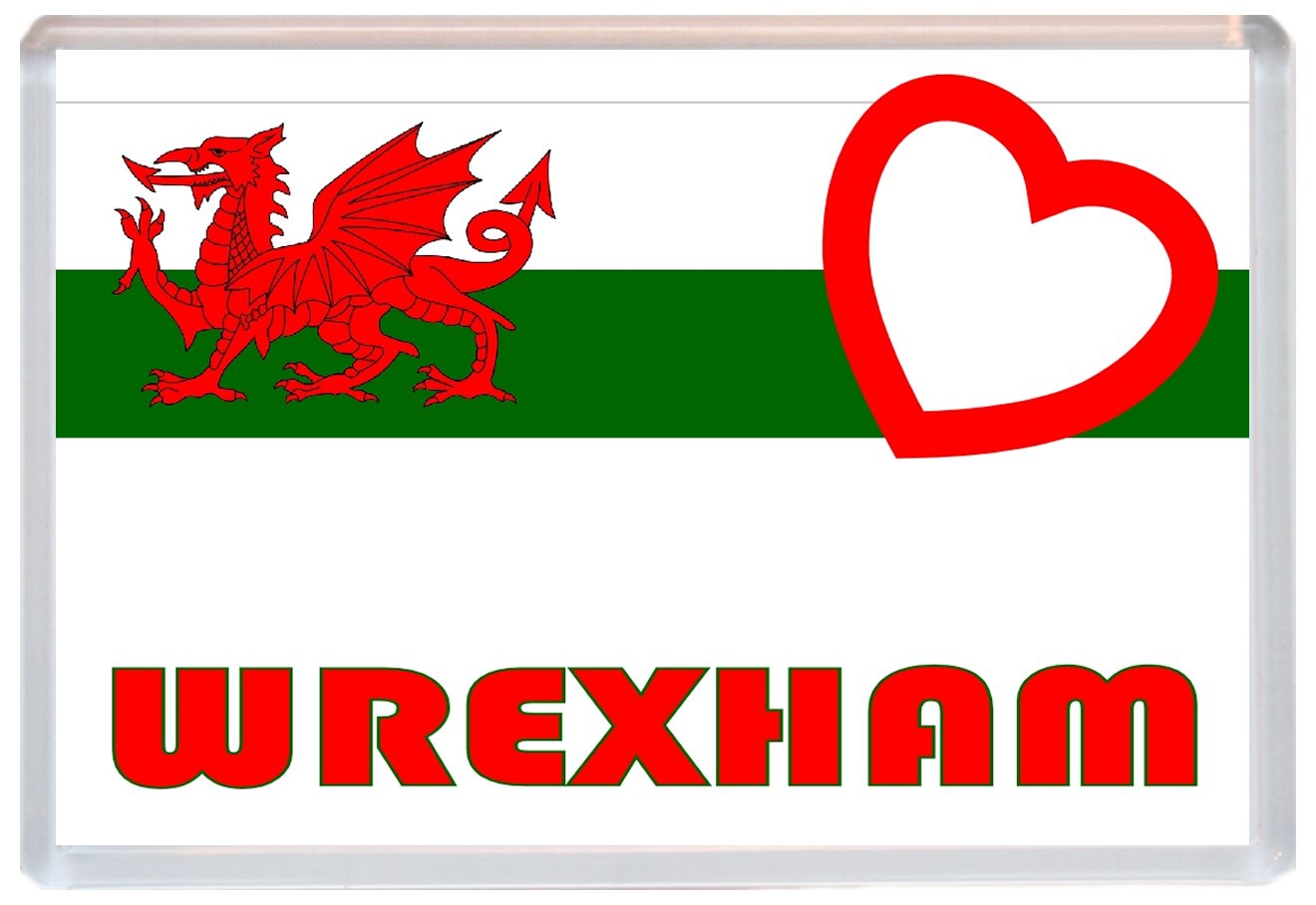 Baked Bean Store Red And Green Wrexham - Love Wales/Welsh Flag Towns & Cities - 96 X 67Mm Jumbo Fridge Magnet