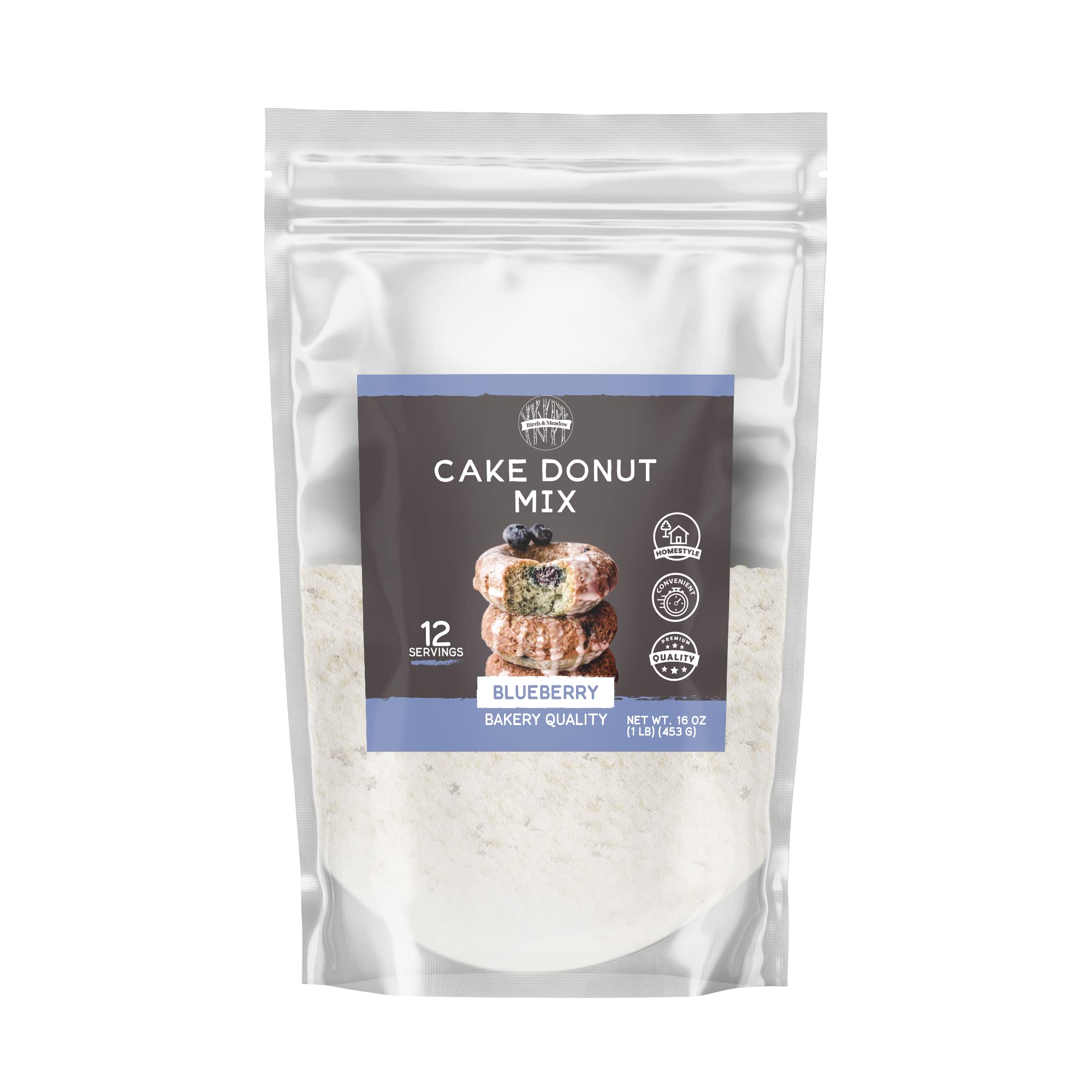 Birch & Meadow 1 lb, Blueberry Flavored Cake Donut, Easy to Make, Frying and Baking