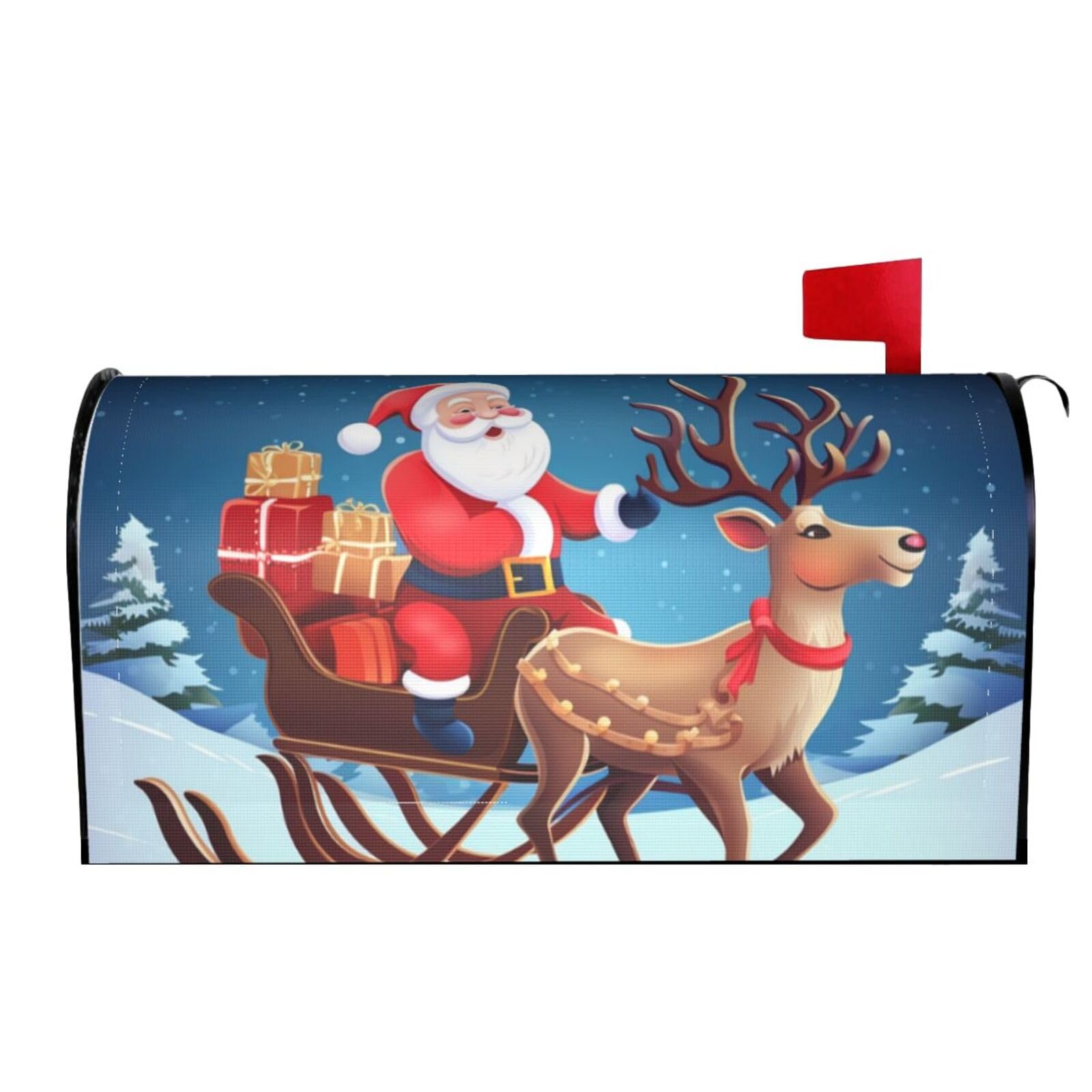 Spring Summer Mailbox Covers Magnetic Letter Post Box Cover Christmas Santa Deer Mailbox Wrap Decoration Mailbox Post Cover for Garden Yard Outside Welcome Decor 21x18 in