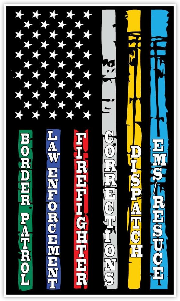 Thin Blue Red Line Reverse Thin Blue Line Police Firefighter Military Flag Sticker Decal - Self Adhesive Vinyl - Weatherproof - Made In USA - American Firefighter Fire America Usa First Responder - Foto 12