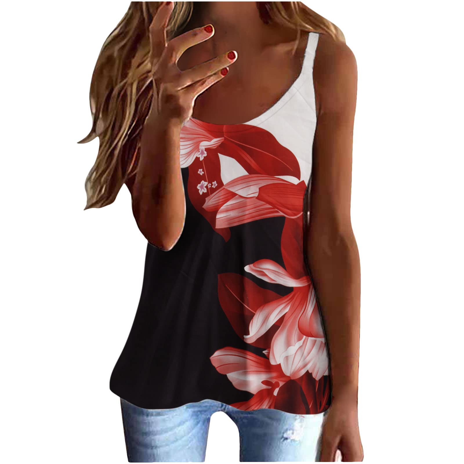 Womens Tank Tops Camisole Cami Top Casual Flowy Summer Sleeveless Tunic Tshirts Cami Vest Ruched Tops Hide Belly Tops