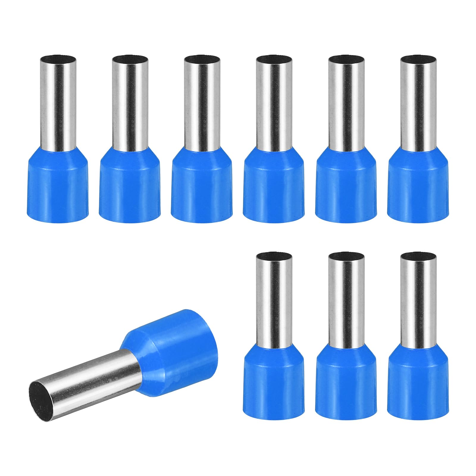 sourcing map 100 Pcs Wire Ferrule Connectors VE10-12 - 7AWG Crimp Copper Ferrules Terminals Connector Insulated Cord End Terminal for Electrical Projects Industrial Chemical Industry, Blue