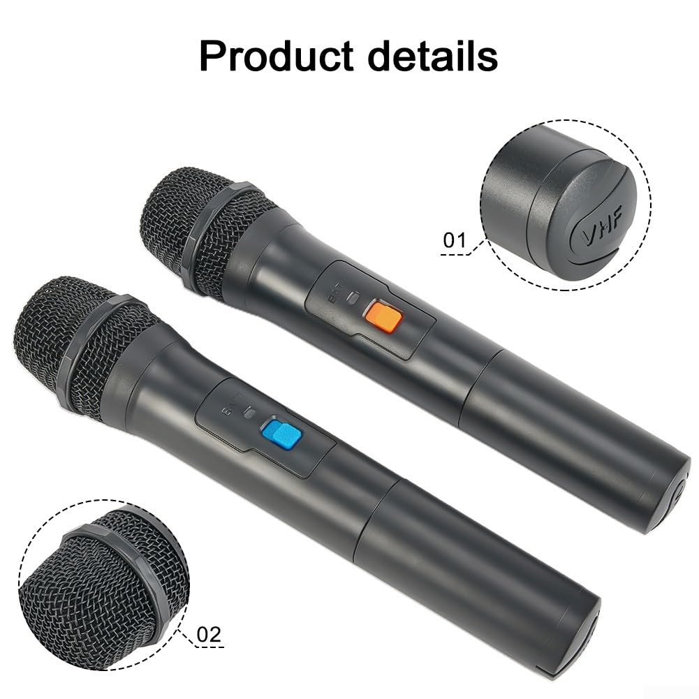 VHF Funkmikrofon Kabellos 2 Kanäle USB Empfänger(2 Pcs Mic)