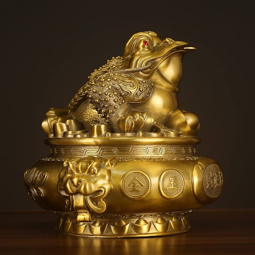 Amazon.com: 金蟾摆件黄铜三足金蟾蜍聚宝盆开业礼品三脚金蝉新中式装饰